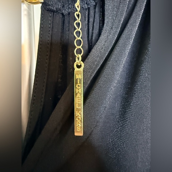 Michael Kors sexy chic High Low halter dress Gold tone chain neckline logo large - Picture 7 of 9